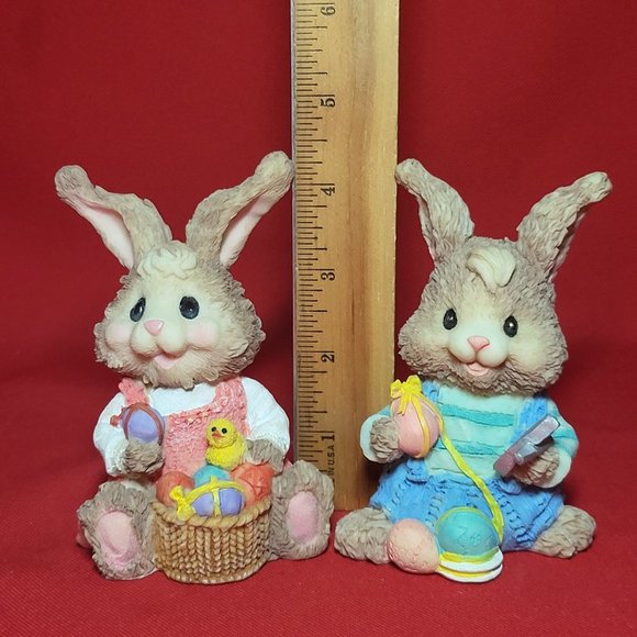Ks Collection Sitting Happy Boy and Girl Bunny Rabbit Figurine - Picture 3 of 13